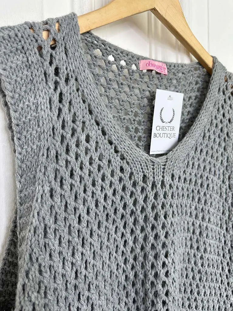 Open Knit Tank - Dove