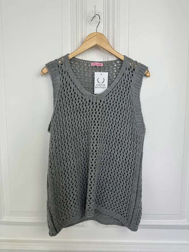 Open Knit Tank - Dove