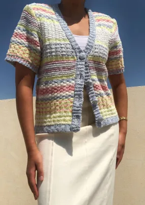 Padded Shoulder Knit Cardigan - Multicolor