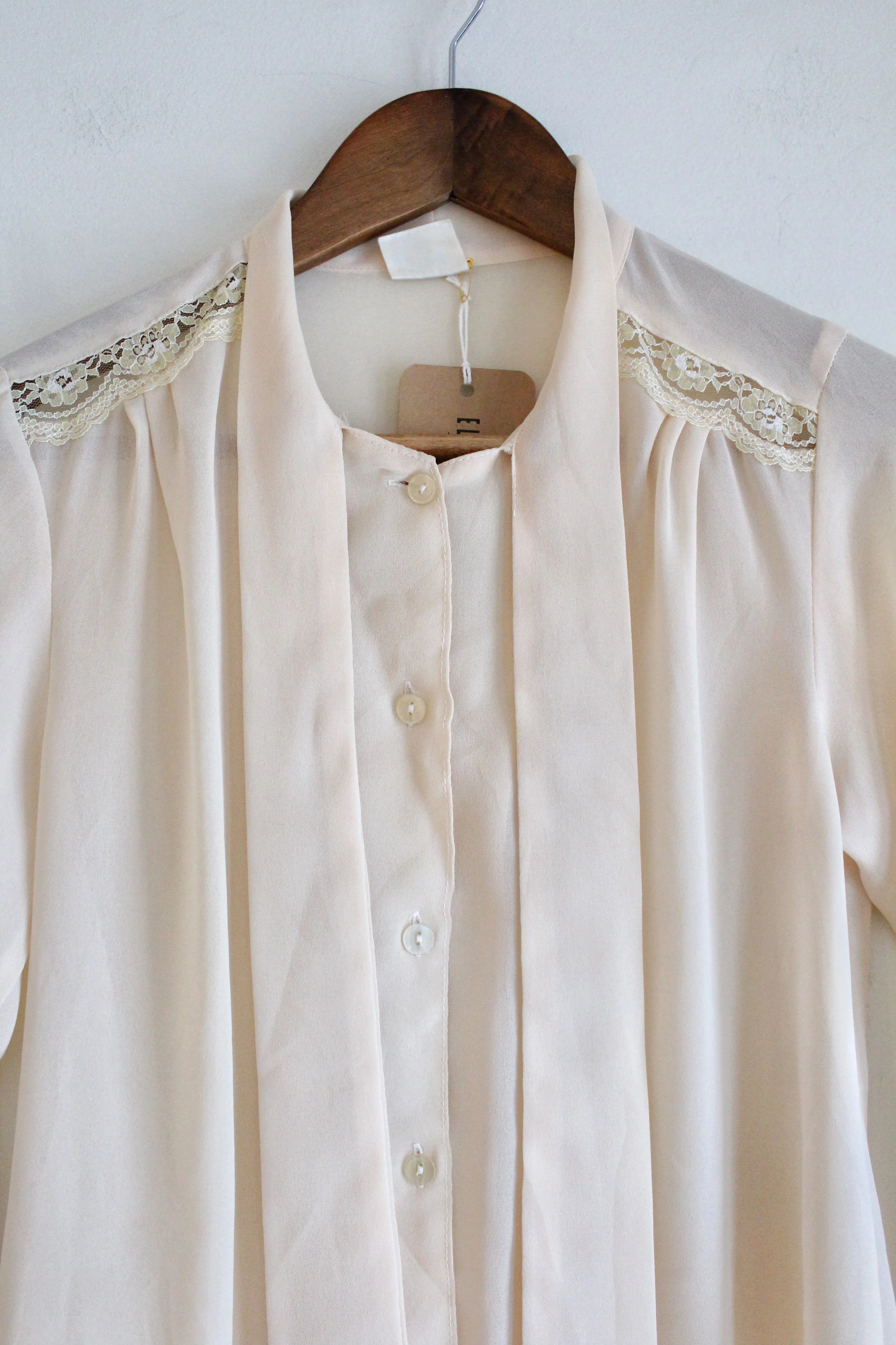 Peachy Lace Trim Vintage Blouse