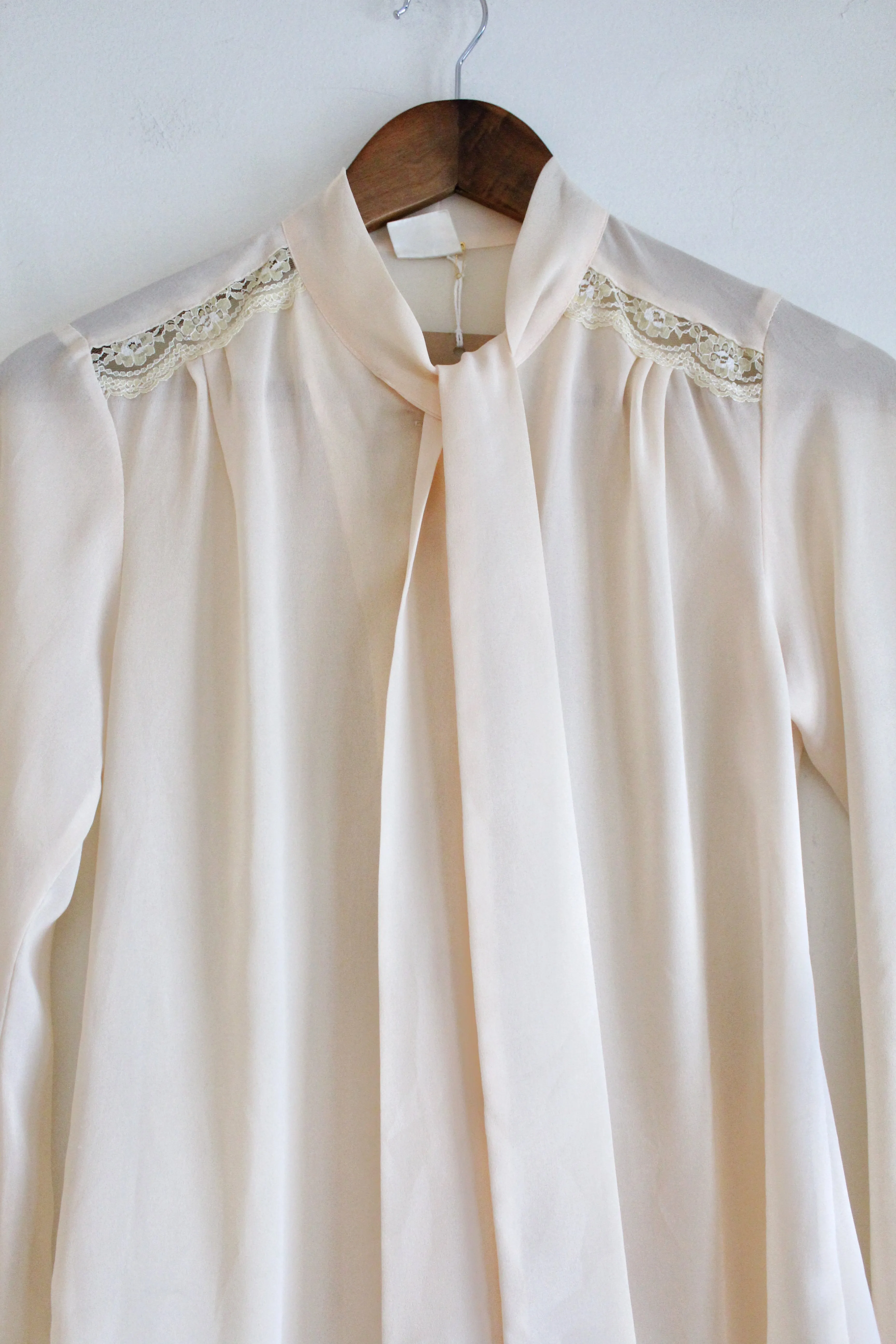 Peachy Lace Trim Vintage Blouse