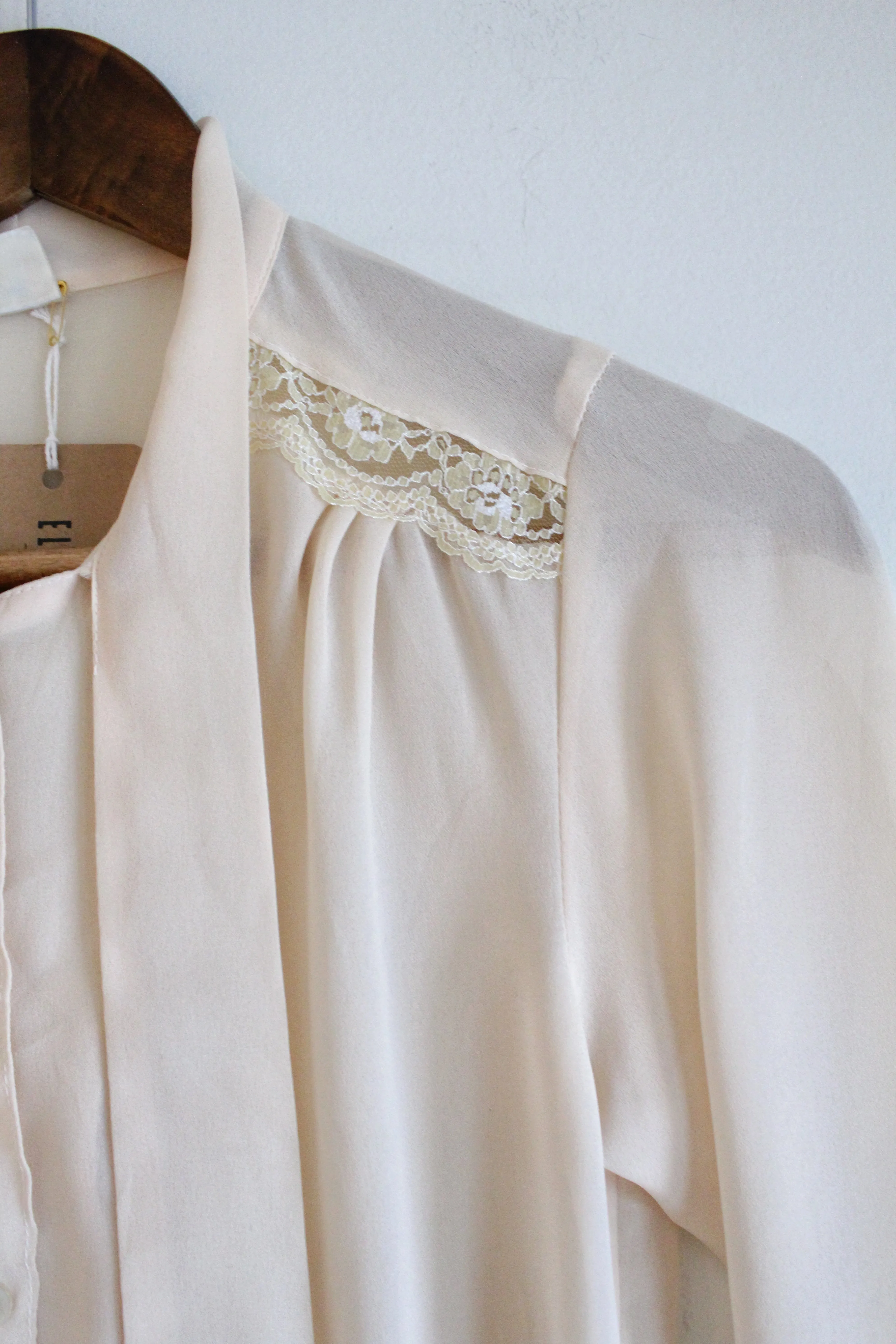 Peachy Lace Trim Vintage Blouse