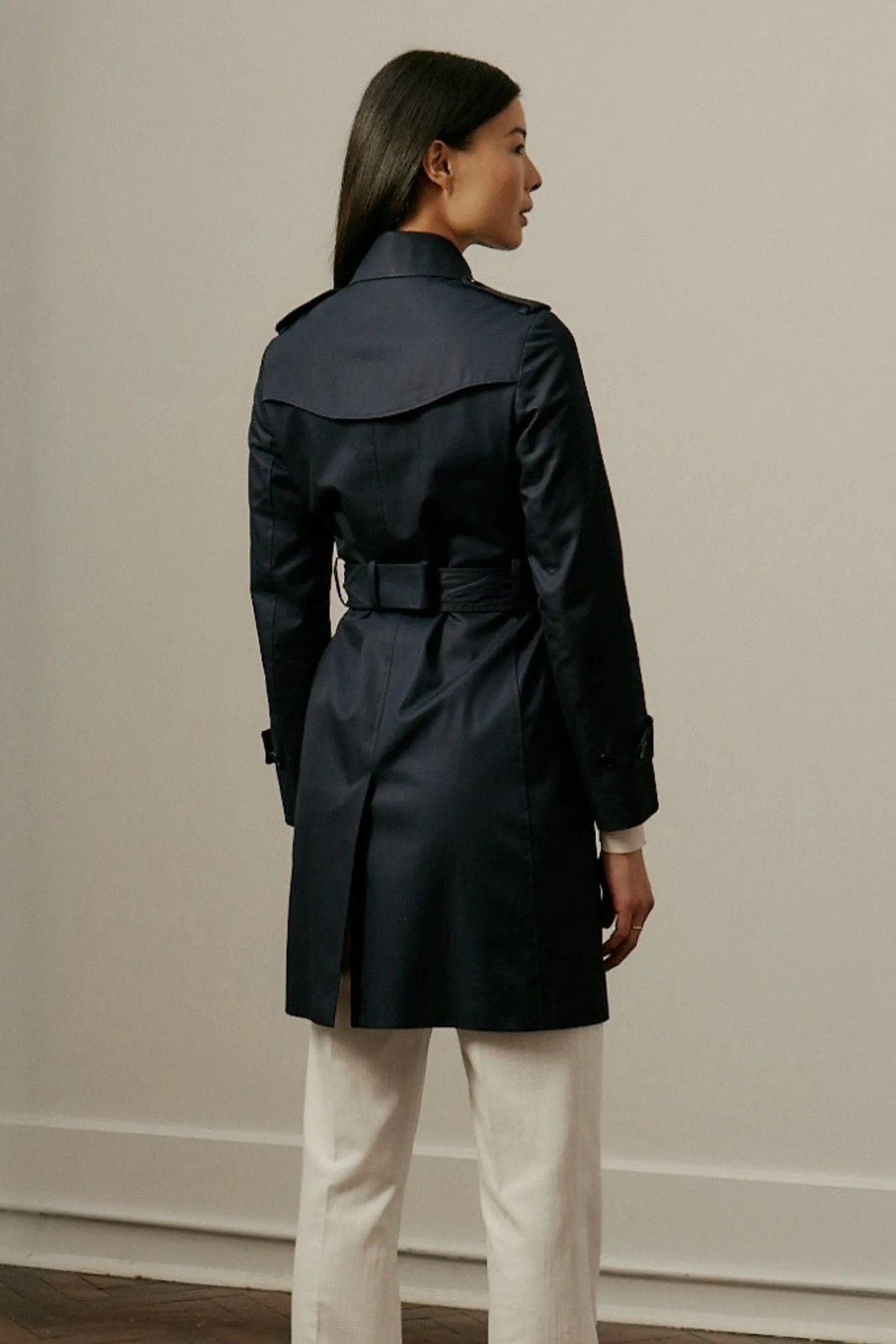 Penny Car Coat - Navy Cotton Gabardine