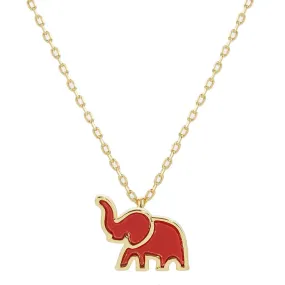 Red Gold Dipped Elephant Pendant Necklace-M H W ACCESSORIES