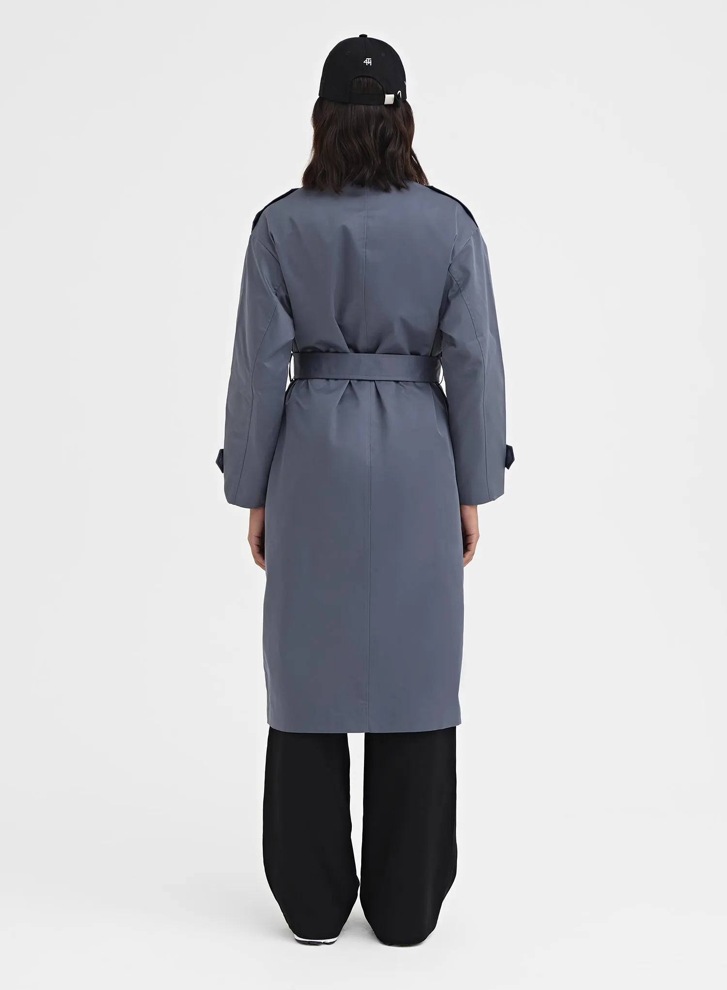 Slate Blue Belted Trench Coat - Lille