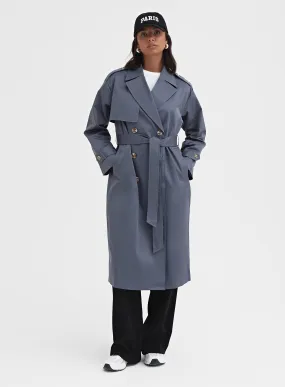 Slate Blue Belted Trench Coat - Lille