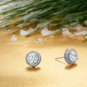 Sterling Silver Rhodium Plated CZ Studs-M H W ACCESSORIES