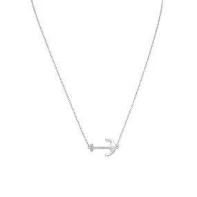 Sterling Silver Sideways Anchor Necklace-M H W ACCESSORIES