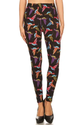 Women's 3X 5X Hummingbird Pattern Printed Leggings