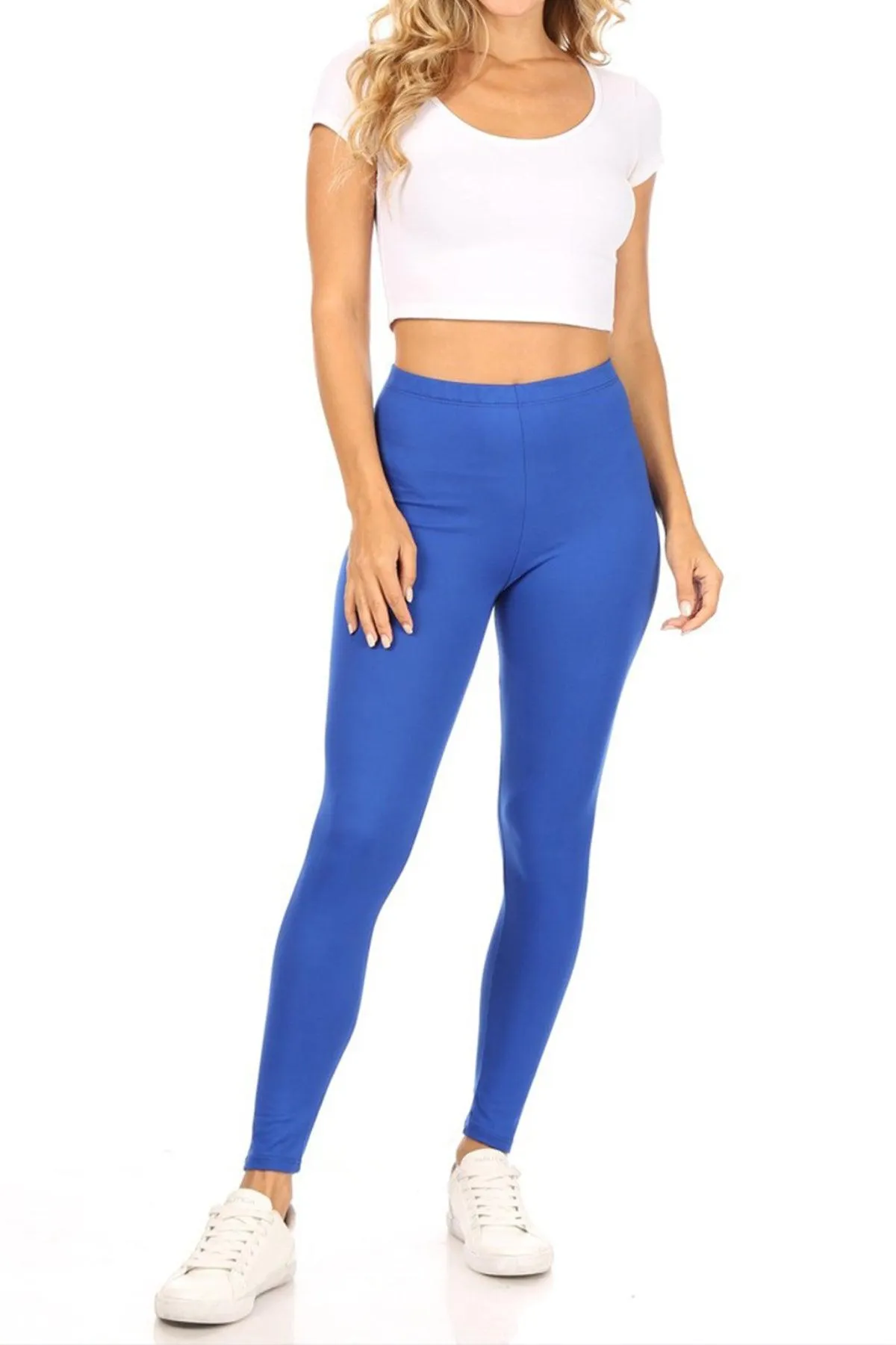 Women's Casual Solid Full Length Leggings Elastic Waistband