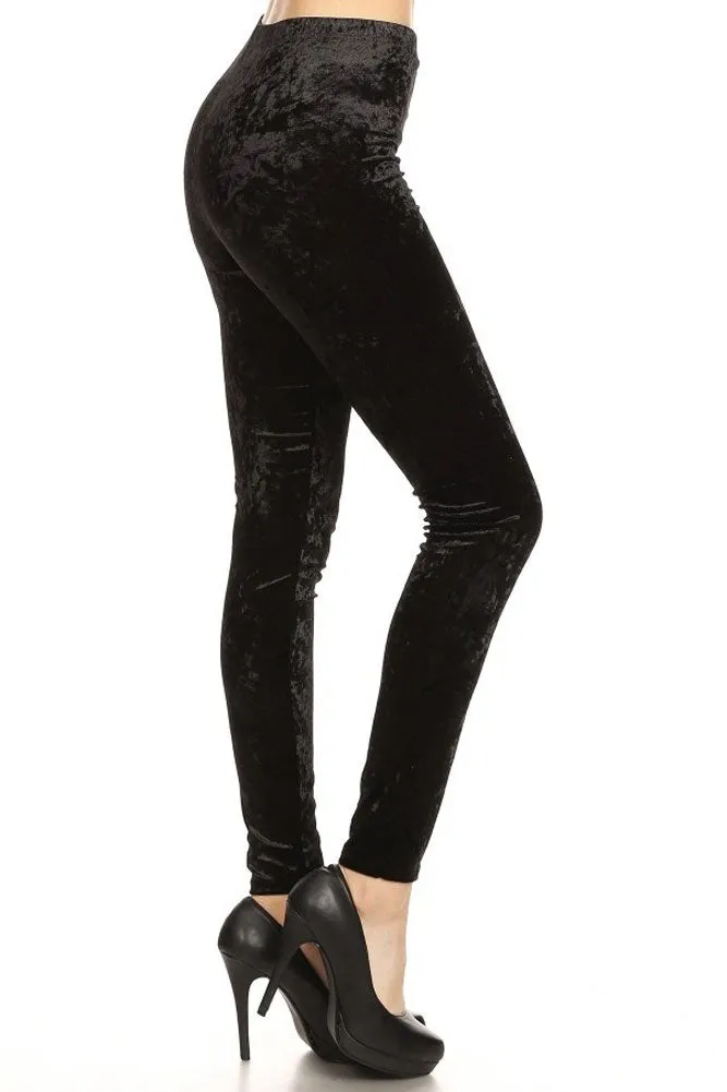 Women's Plus Solid Color Velvet High Waisted Leggings