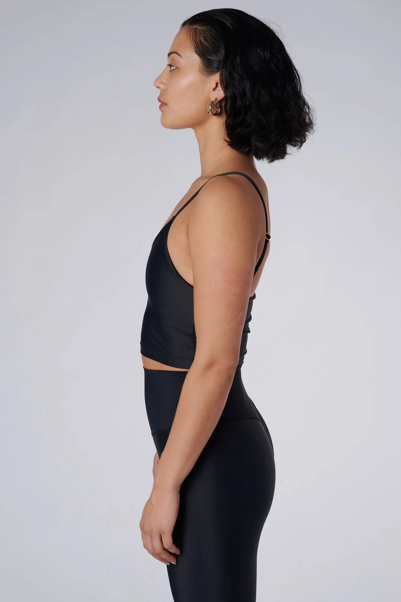 Zuli Thin Strap Crop Top | Recycled Nylon | Black